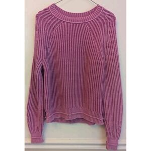 J. Crew Chunky Knit Pink Womens Size Small Reverse Weave Crew Neck Thick Preppy